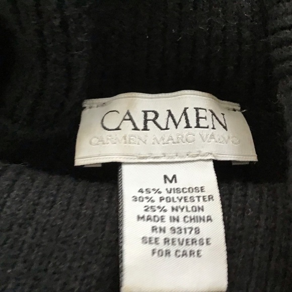 Carmen Marc Valvo hi-low hem sleeveless lagenlook black turtleneck sweater Med - Picture 5 of 7